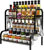 1 x RAW Customer Returns CHARMDI Standing Spice Rack, Spice Stand, 4 Tier Large Capacity Spice Jar Organizer Kitchen Rack, Stainless Steel Spice Rack for Spice Bottles, Jars, Oil Bottles, Pantry Black  - RRP €28.99