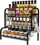 1 x RAW Customer Returns CHARMDI Standing Spice Rack, Spice Stand, 4 Tier Large Capacity Spice Jar Organizer Kitchen Rack, Stainless Steel Spice Rack for Spice Bottles, Jars, Oil Bottles, Pantry Black  - RRP €28.99