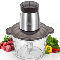 1 x RAW Customer Returns Bear 2L universal chopper, one-hand pulse function, 2600r min, 2 speed levels, chopper with 4 stainless steel blades, glass container chopper for meat, baby food, vegetables - RRP €39.99