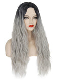 1 x RAW Customer Returns Gray Wig for Women, Long Curly Black Ombre Gray Cosplay Cemetery Bride Wig for Women Costume Party Wig DE026H - RRP €19.15