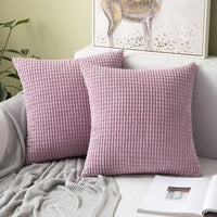 1 x RAW Customer Returns MIULEE Set of 2 Cushion Covers Corduroy Decorative Pillow Case Sofa Cushion Decorative Couch Cushion Cover Soft for Living Room Bedroom 50 x 50 cm, 20 x 20 Inch Pink Purple - RRP €21.49