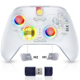 1 x RAW Customer Returns EasySMX X15 Controller PC, PC Controller Wireless with 7 RGB Lights, Gaming Controller PC with Hall Joystick Trigger, Bluetooth Controller Compatible with PC Switch Mobile Phone Tablet-White - RRP €36.99