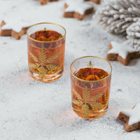 1 x Brand New Joeyan 300ml Hand Blown Whiskey Glasses with Snowflake Engraving and Gold Rim, Antique Design Tumbler for Rum, Whiskey and Spirits, Carved Drinkware for Weddings, Anniversaries, Christmas, Set of 2 - RRP €20.4