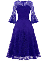 1 x Brand New DRESSTELLS Women s Elegant Lace Cocktail Dress 3 4 Sleeve Wedding Bridesmaid Dress Evening Dress Round Neck Knee Length Evening Dress Royal Blue 3XL - RRP €43.99