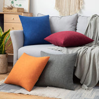 1 x RAW Customer Returns MIULEE 2 Pieces Cushion Covers Soft and Durable Cushion Covers in Polyester Faux Linen Elegant Washable for Sofa Modern Home Office 45X45 CM Orange - RRP €16.63