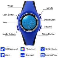 2 x RAW Customer Returns GUUMUXIN Children s Watch, 7 Colors Children s Watch Boys Girls, Wrist Watch Children, 50 M Waterproof Sports Outdoor Digital Watch Children, Wrist Watch for Junior Teenager Kids Watch Blue  - RRP €37.08