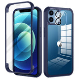 1 x RAW Customer Returns seacosmo iPhone 12 case with built-in tempered glass screen protector and camera protective film 9H HD , 360 degree full body shockproof iPhone 12 mobile phone case - blue - RRP €19.15