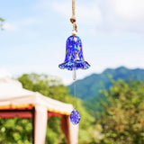 6 x Brand New 66cm Wind Chime with Art Glass Bell, Handmade Blown Glass Wind Chime for Outdoor, Memorial Wind Chime with Glass Beater, Beautiful Decorative Bell Wind Chime Royal Blue  - RRP €197.94