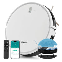 1 x RAW Customer Returns Linsar - Vacuum robot with wiping function - Vacuum cleaner robot - with APP - 120 min battery - Vacuum and wiping robot - for carpet, animal hair hard floors - Robot vacuum cleaner with charging station remote  - RRP €124.0