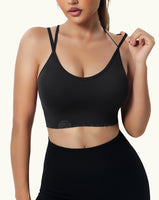 1 x RAW Customer Returns ZAAYO Women s Sports Bra with Padded Seamless Bra Cross Back Design Push up Bra Sports Bra Top Fitness Running Jogging Yoga Black S - RRP €19.7