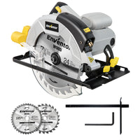 1 x RAW Customer Returns ENVENTOR Circular Saw 1200W, Handheld Circular Saw 5800RPM, 2 Saw Blades 24T 40T 185mm , Cut 62mm 90 42mm 45 , Laser Guide, for Cutting Wood, Soft Metal, Plastic - RRP €53.99