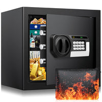 1 x RAW Customer Returns 25L Home Safe Fireproof with Fireproof Waterproof Money Bag, Electronic Safe with Numeric Keypad Removable Shelf and Alarm System, Home Safe Cabinet Furniture Safe for Gold Jewelry - RRP €80.66