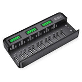 1 x RAW Customer Returns EBL 12 2 Bay Battery Charger-Fast Battery Charger-for AA AAA C D NI-MH NI-CD Battery 9V NiMH NI-CD Li-ion Battery Automatic Detection Shutdown, LCD Display 9036 Battery Charger - RRP €30.99