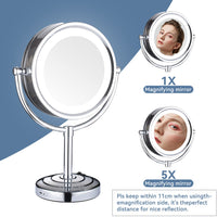 1 x RAW Customer Returns DOWRY table mirror with lighting 5x 1x LED cosmetic mirror standing with plug magnifying mirror 5x make-up mirror chrome shaving mirror with magnification, 21.5 cm - RRP €83.98