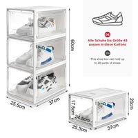 1 x RAW Customer Returns Yorbay shoe box, set of 3, stackable shoe organizer, plastic box with transparent door, shoe storage, 37 x 25.5 x 20 cm, for shoes up to size 48, super transparent white - RRP €37.3