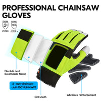 1 x RAW Customer Returns Vgo... 1 pair EN381-7, Class 1, 20 m s, chainsaw protection gloves, cut protection, high anti-cutting ability, made of goat leather and PVC GA8912  - RRP €32.26