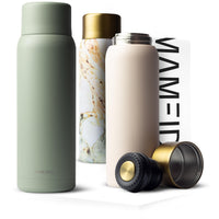 1 x RAW Customer Returns MAMEIDO thermos flask 1l with stainless steel mug, insulated jug stays hot for up to 12 hours, leak-proof thermos flasks 100 BPA free, coffee tea on the go Desert Sage, 1000ml  - RRP €34.99