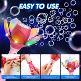 1 x RAW Customer Returns DAOUZL Flower Bubble Wand LED, Electronic Bubble Gun Children 10000 Bubbles Minute, Electric Bubble Toy with 120ml Bubble Solution and 80ml Bubble Refill Bottle - RRP €19.2