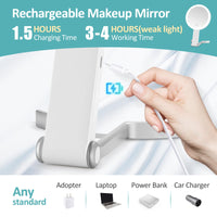 1 x RAW Customer Returns Cosmetic mirror with lighting, travel mirror with light, double-sided mirror with 20x 1x magnification, 3 color lights, dimmable touchscreen makeup mirror, foldable, handheld hanging table top - RRP €29.23