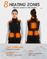 2 x RAW Customer Returns HILLSLTR heated vest, fleece heating vest for women with power bank 7.4V 12000mAh, heating vest with 8 heating zones, heated vest with 3 temperatures, heat vest for skis motorcycles - RRP €239.98