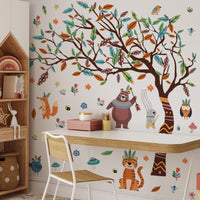 6 x Brand New Jungle Tree Animals Wall Stickers, 6 Pieces Peel and Stick Wall Stickers Removable Tiger Owl Fox Rabbit Bear for Kids Nursery Bedroom Living Room - RRP €112.26