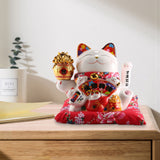 1 x RAW Customer Returns caapmony 7 Ceramic Waving Cat Maneki Ornament Feng Shui Decoration Swing Cat,B - RRP €29.64