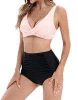 1 x RAW Customer Returns Laorchid women s swimwear two-piece bikini set high waist swimsuit sexy swimsuit bandeau bikini padded tankini set Bohemian stripes black 2XL - RRP €35.03