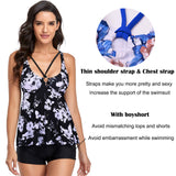 12 x Brand New Tankini Women s Two Piece Swimsuit Flowy Beachwear Backless One Piece Swimsuits with Shorts Black White Flower L-2  - RRP €315.6