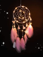 2 x RAW Customer Returns Nice Dream Dream Catcher with LED Light, Handmade Dreamcatcher with Feathers, Maiden Room Bedroom Romantic Decoration, for Wall Hanging Home Decor Ornaments Crafts Pink - RRP €19.98