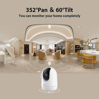 1 x RAW Customer Returns NGTeco 2K Indoor Security Camera, 3MP Pan Tilt WiFi Camera for Home Security Baby Monitor Pet Dog Camera with Motion Detection, Night Vision, Compatible with Alexa Google C2500 - RRP €56.46