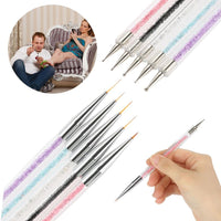 1 x RAW Customer Returns Nail Art Brush, 5 Pieces Liner Brush Double Heads Crystal Dotting Manicure Tools Painting Dot Pen Nail Art Color Set - RRP €18.0