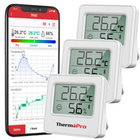 1 x RAW Customer Returns ThermoPro TP357-3 80m Bluetooth Hygrometer Indoor Set of 3 Room Thermometer Digital with APP Mini Humidity Meter with Smiley Indicator Data Graphics for Interior, Office, Wine Cellar, Greenhouse - RRP €27.78