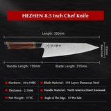 1 x RAW Customer Returns HEZHEN 21.5cm Kiritsuke Chef Knife 110 Layers Full Damascus Steel Kitchen Knife Octagonal Handle Multifunctional Knife with Magnetic Wooden Sheath and Wooden Box - RRP €169.99