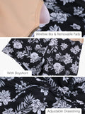 1 x RAW Customer Returns Ecupper women s swimsuit high waist floral pattern one-piece swimsuit with shorts swimsuit dress large size black flower XXL - RRP €40.33