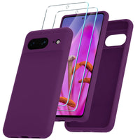 1 x RAW Customer Returns YENAPOON for Google Pixel 8 Case with 2 Screen Protectors, Liquid Silicone Case, Thin Mobile Phone Case, Shockproof Scratch-Resistant Protective Case, Purple - RRP €8.81