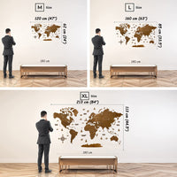 1 x RAW Customer Returns WoodLeo Wooden World Map 3D Art Large Wall Decor for Any Occasion in Sizes M L XL Gift Idea Wall Art for Home Kitchen or Office Size M 120 x 62 cm Brown Venge  - RRP €115.12