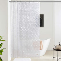 1 x RAW Customer Returns Furlinic 180x200 shower curtain made of Eva bath curtain anti-mold transparent curtains in the bathroom for bathtub shower rectangle with 12 shower curtain rings hem with stones. - RRP €21.17