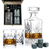 1 x RAW Customer Returns Flow Barware Whiskey Decanter and Glasses Gift Set 750ml Whiskey Decanter, Set of 2 Whiskey Glasses Whiskey Stones and Wooden Box Whiskey Gift Sets for Men - RRP €39.95