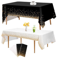 13 x Brand New Set of 4 Disposable Tablecloths for Rectangular Tables, 53 x 110 , Waterproof Tablecloth with Confetti for Parties, Picnic, Wedding, Birthday, Black and White - RRP €296.4