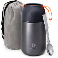 1 x RAW Customer Returns GOOD FOR YOU 730ml Thermos Double insulated metal thermal carafe for food, coffee, water, etc. Lunch box for baby, children, office, camping With spoon, Gray color - RRP €26.89