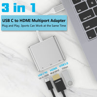 4 x RAW Customer Returns Newmight USB C Adapter with HDMI Output 4K USB 3.0 Port and Charging Port Type C 100W Digital AV Multiport Adapter for MacBook Pro Air, iPad Pro  - RRP €68.48