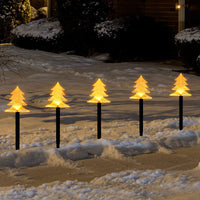 1 x RAW Customer Returns BBTO Set of 5 Christmas tree LED garden stakes fir tree path light Christmas outdoor light decoration solar garden light for garden Christmas decoration - RRP €17.56