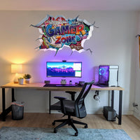 1 x Brand New SRIZIAN 3D Gamer Wall Stickers, 3D Gamer Wall Stickers, 3D Gamer Wall Tattoo for Gamer Bedroom Accessories, Game Wallpaper for Boys Bedroom Living Room Wall Decor 90cm 57cm  - RRP €19.2