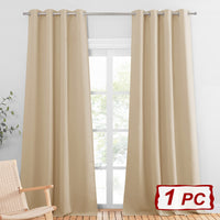 1 x RAW Customer Returns PONY DANCE Blackout Curtains Beige - 1 Piece H 240 x W 140 cm Thermal Curtain Against Cold and Heat Curtains Bedroom Opaque Curtains with Eyelets, Biscotti Beige - RRP €26.95