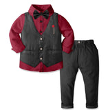 1 x RAW Customer Returns Nwada Boys Suit Set, Kids Blazer and Pants Outfit, Formal Suits for Children, Long Sleeve Shirts Vest Pants Bow Tie, 4 Pieces Kids Tuxedo Outfit for 6-7 Years - RRP €39.31