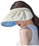 1 x Brand New HilyBony Women Sun Visor Shell Hat Tire Summer Wide Brim Empty Beach Sun Hat Beige M - RRP €27.6