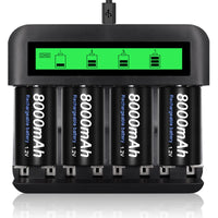 1 x RAW Customer Returns CITYORK 4pcs D-cell 8000mAh rechargeable batteries with 8 slots NI-MH NI-CD charger for AA AAA CD battery charger and 4pcs D battery  - RRP €34.34