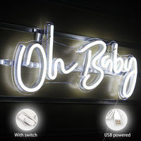 1 x RAW Customer Returns SIGNSHIP Oh Baby Neon Sign White LED Neon Light, Oh Baby Neon Sign LED Sign Wall Decor for Bedroom Baby s Room Club Wedding Party Bar Gift - RRP €32.99