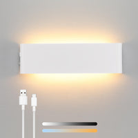 1 x RAW Customer Returns Lightsjoy Battery Wall Light Indoor Wireless Dimmable LED Modern Wall Lamp Rechargeable USB with Touch Control, Up Down Battery Wall Lighting for Bedroom Corridor Living Room Stairs etc. White - RRP €30.24