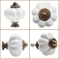 1 x RAW Customer Returns Kurtzy Ceramic Handles Furniture White and Bronze Furniture Knobs Vintage with Screws Pack of 8 - 3.4 x 3.8cm - Round Dresser Knobs Vintage for Furniture - Handles for Kitchen Cabinets, Drawers Cupboard Doors - RRP €19.99